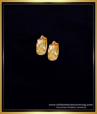 ERG2265 - 1 Gram Gold Leaf Cut Huggie Hoop Earrings New Design