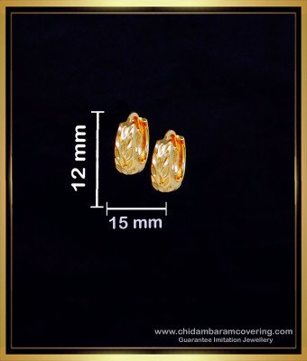 ERG2265 - 1 Gram Gold Leaf Cut Huggie Hoop Earrings New Design