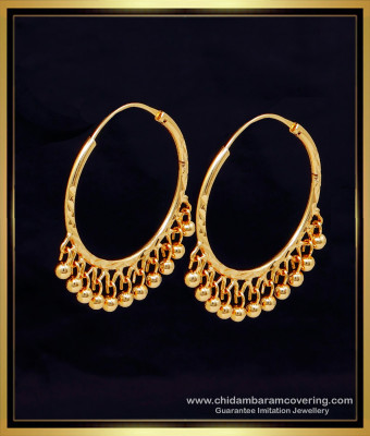 ERG2268 - Trendy Round Hanging Beads Hoop Earrings for Women