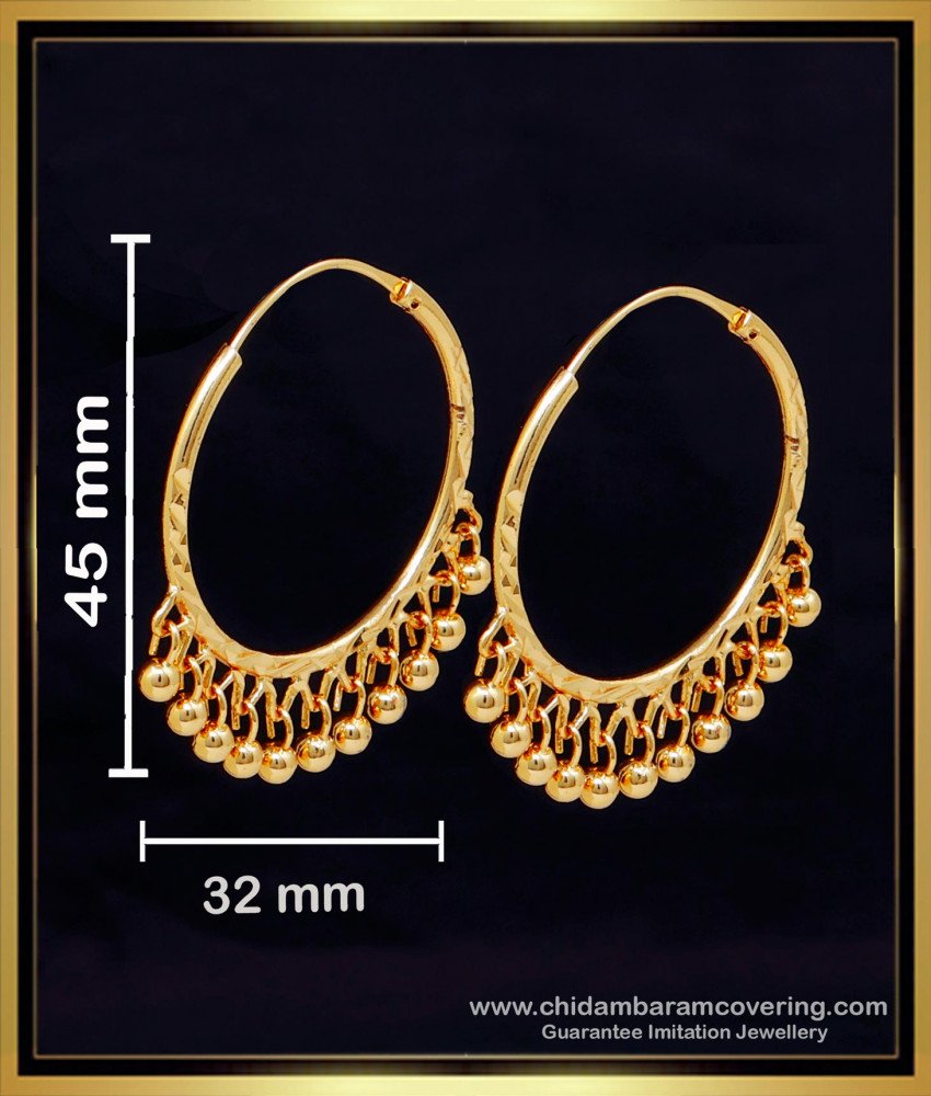 ERG2268 - Trendy Round Hanging Beads Hoop Earrings for Women
