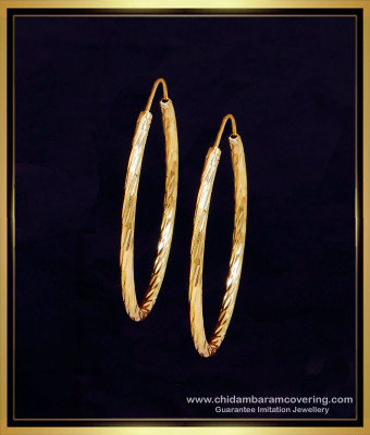 ERG2272 - New Model Big Round Gold Plated Twisted Hoop Earrings