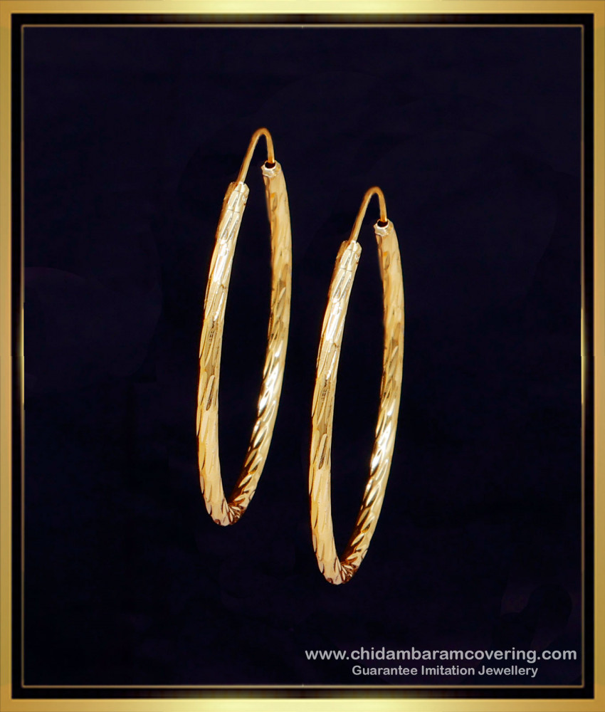 ERG2272 - New Model Big Round Gold Plated Twisted Hoop Earrings