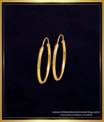 ERG2271 - Plain Round Bali Indian Gold Hoop Earrings Designs