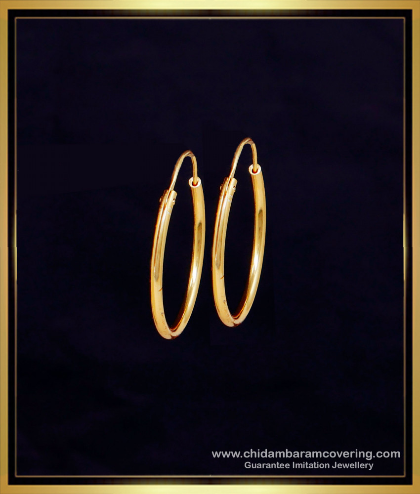 ERG2271 - Plain Round Bali Indian Gold Hoop Earrings Designs