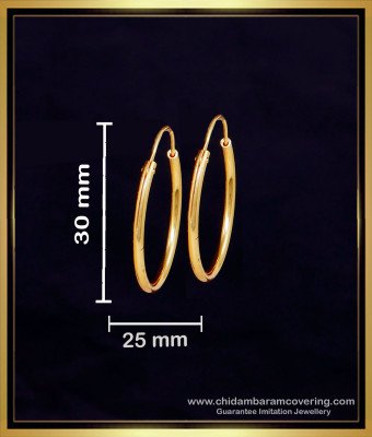ERG2271 - Plain Round Bali Indian Gold Hoop Earrings Designs