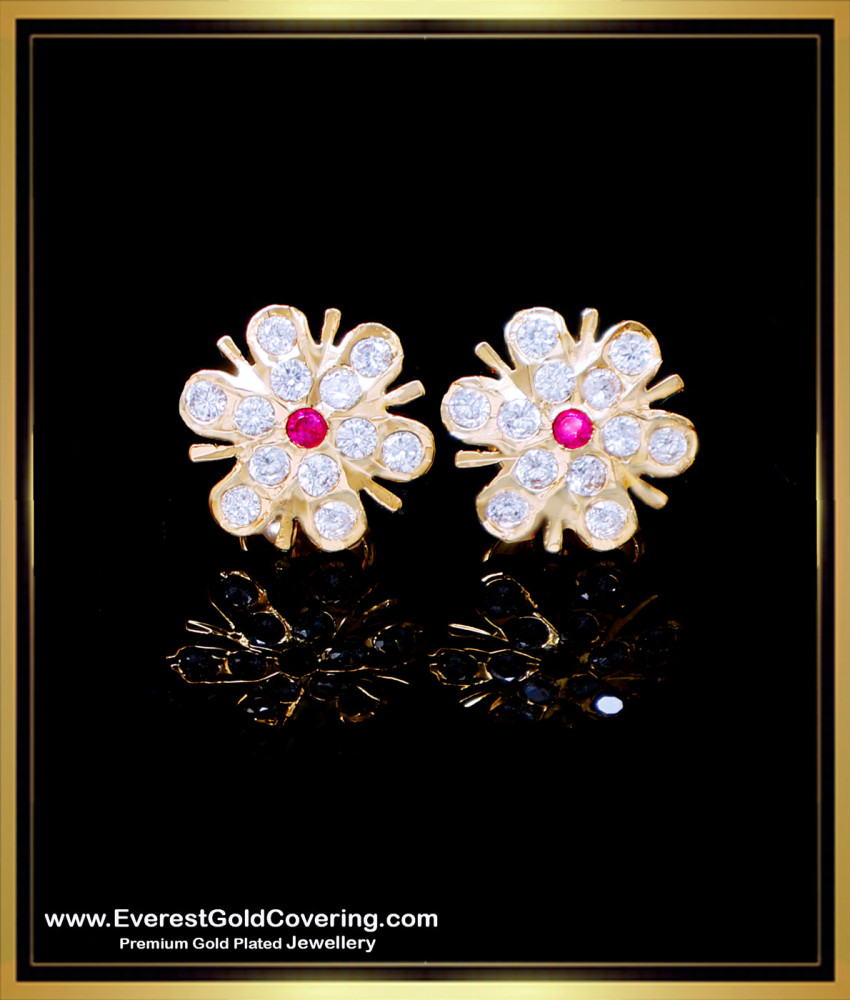ERG2279 - Elegant Impon Flower Model Stud Ear Rings New Models