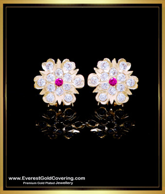 ERG2280 - New Model Impon Flower Studs Gold Earrings Pattern