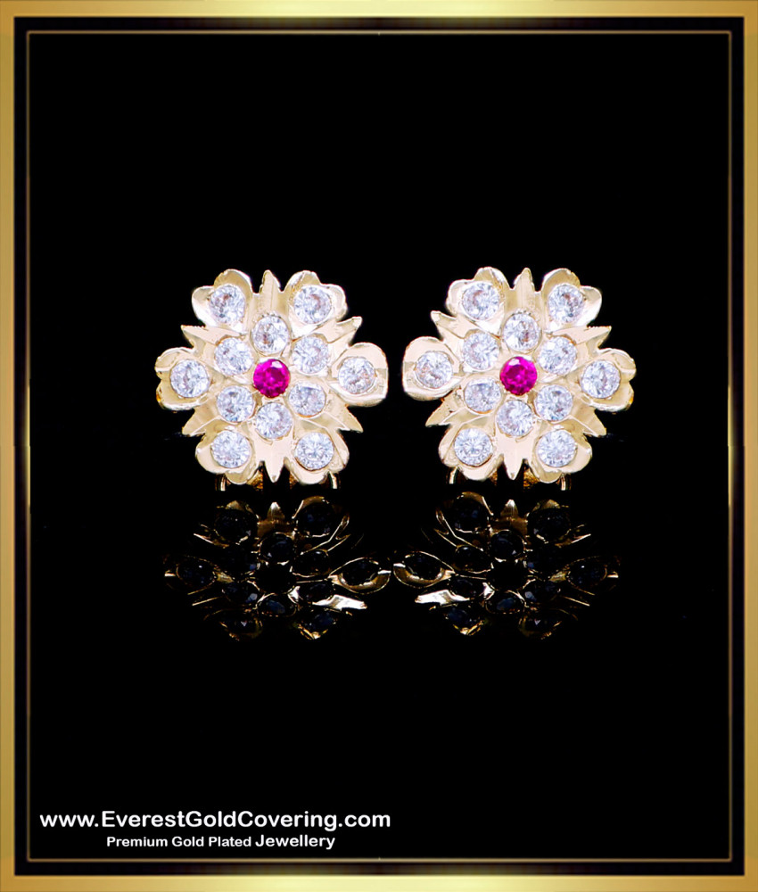 ERG2280 - New Model Impon Flower Studs Gold Earrings Pattern