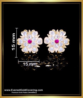 ERG2280 - New Model Impon Flower Studs Gold Earrings Pattern