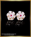 ERG2282 - Beautiful White and Ruby Stone Impon Stud Earrings