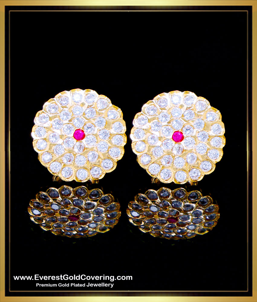 ERG2285 - Traditional White Stone Stud Earrings for Women
