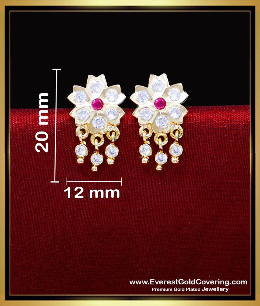 ERG2289 - Impon White and Ruby Light Weight Gold Earrings Design