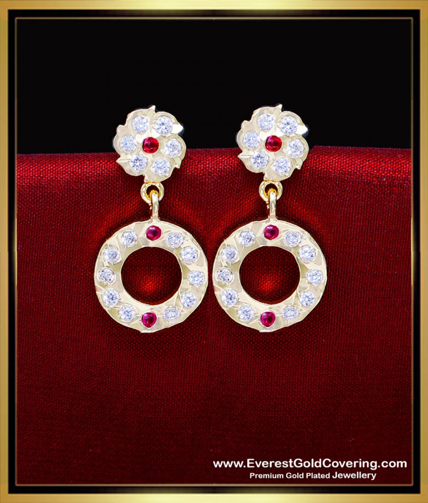 ERG2294 - Cute Light Weight Round Model Impon Earrings Designs