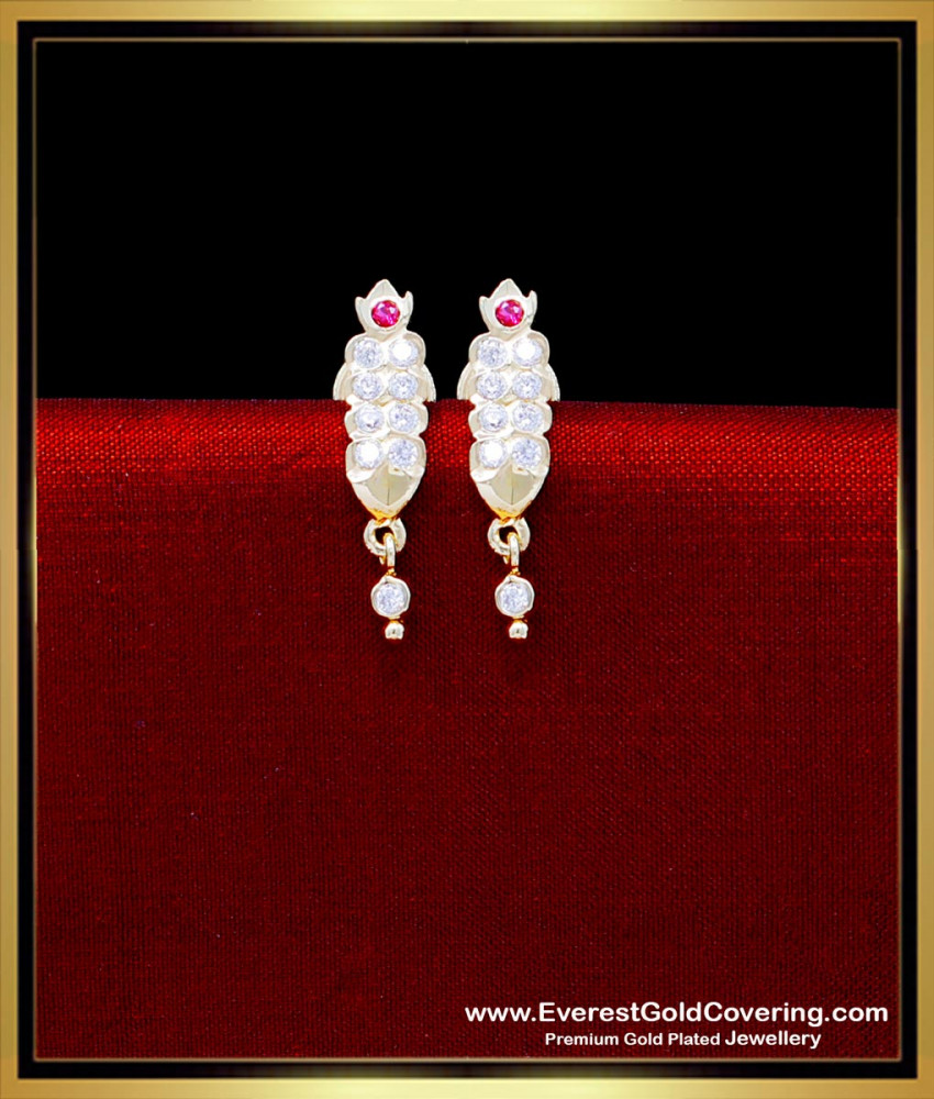 ERG2296 - Impon Stone Daily Use Ear Tops Designs Gold Design