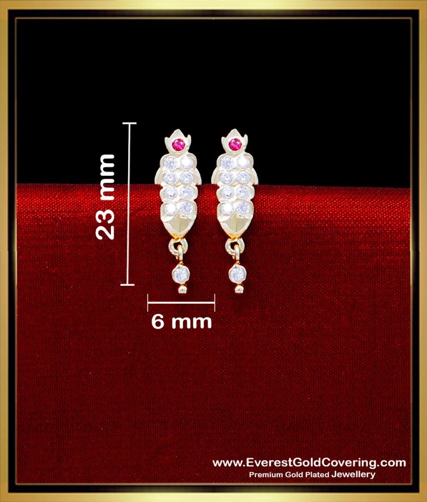 ERG2296 - Impon Stone Daily Use Ear Tops Designs Gold Design