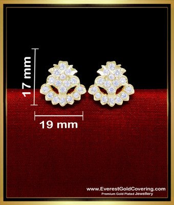 ERG2297 - Simple White Stone Daily Wear Earrings Gold Design