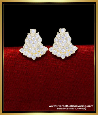 ERG2298 - Impon White Stone Gold Earring Jewelry Design