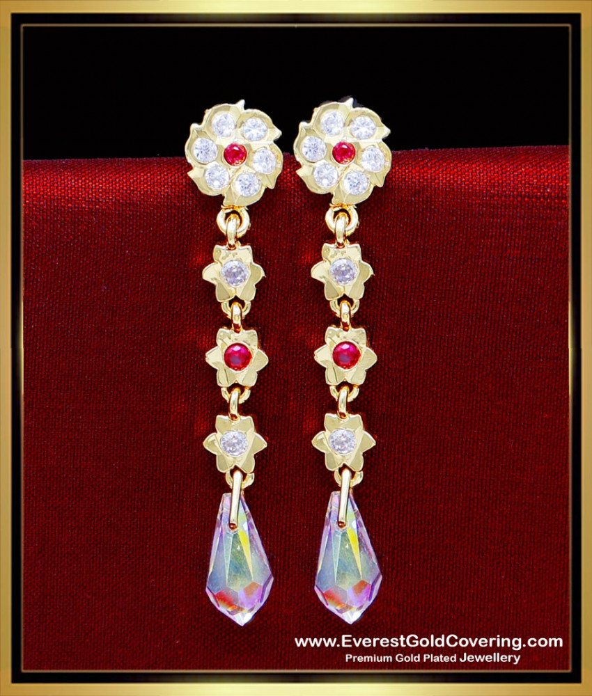 ERG2306 - Elegant Impon Gold Plated Jewelry Design Long Earrings
