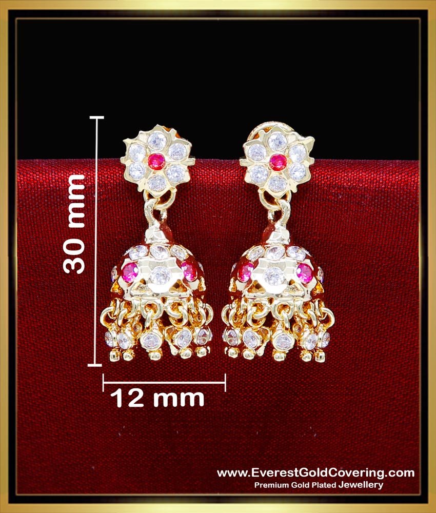 ERG2308 - Trendy Simple Daily Use Impon Stone Jhumka Earrings