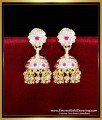 ERG2309 - White and Ruby Gold Earring Patterns Jhumkas Online