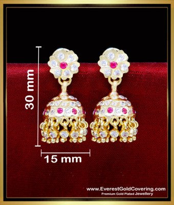 ERG2309 - White and Ruby Gold Earring Patterns Jhumkas Online
