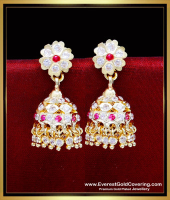ERG2310 - South Indian Jewelry Stone Jhumka Earrings for Women