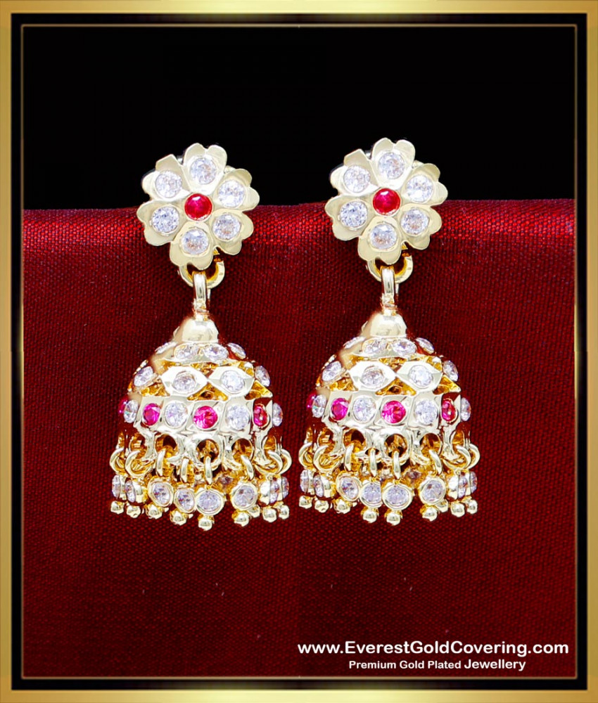 ERG2310 - South Indian Jewelry Stone Jhumka Earrings for Women