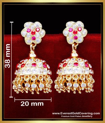 ERG2311 - Traditional Impon Stone Big Bridal Gold Jhumka Design