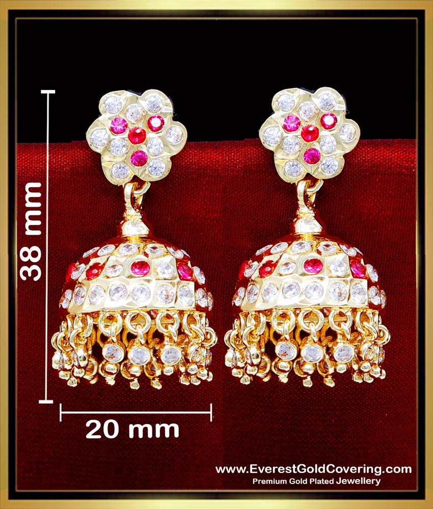 ERG2311 - Traditional Impon Stone Big Bridal Gold Jhumka Design