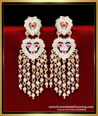 ERG2314 - Impon Jewellery Hanging Stone Long Earrings for Wedding
