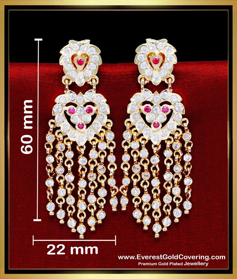 ERG2314 - Impon Jewellery Hanging Stone Long Earrings for Wedding