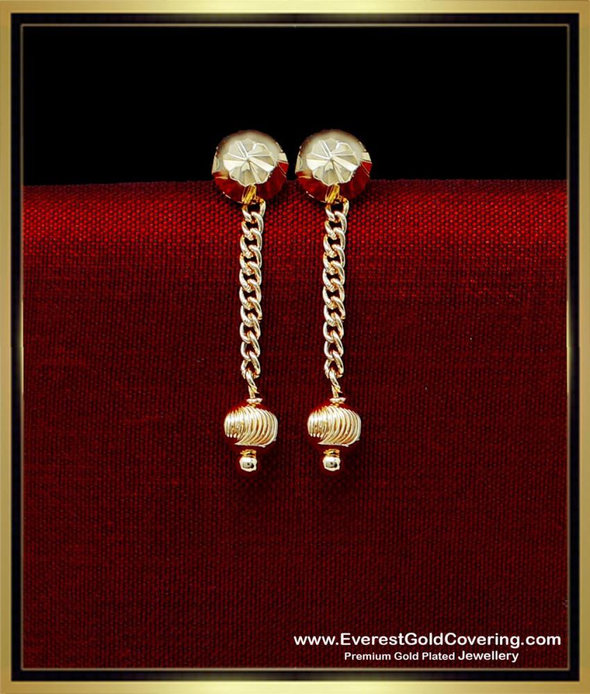 ERG2318 - One Gram Gold Single Chain Drop Earrings for Girls