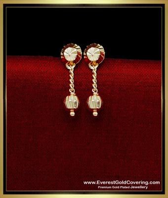 ERG2319 - Simple Light Weight Chain Drop Earrings Gold Pattern