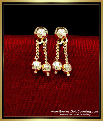 ERG2320 - Pure Gold Plated Double Line Drop Earrings for Girls