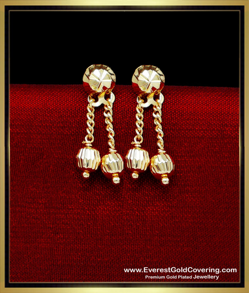 ERG2320 - Pure Gold Plated Double Line Drop Earrings for Girls
