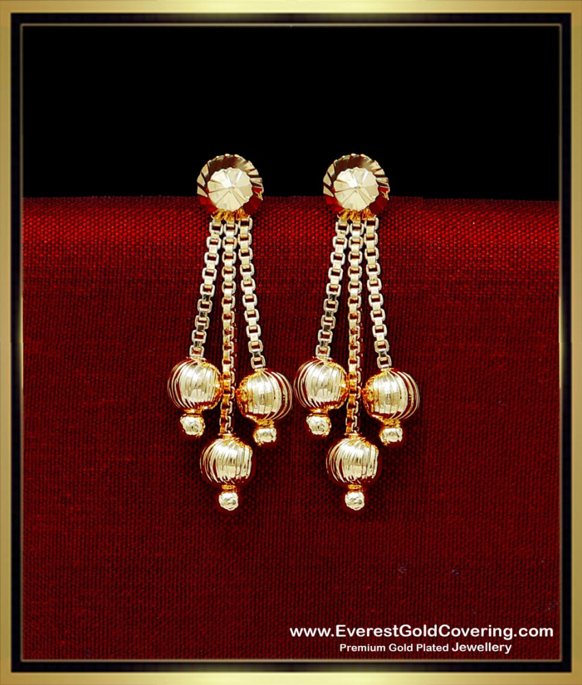 ERG2323 - Beautiful Gold Plated Daily Use Hanging Ball Earrings