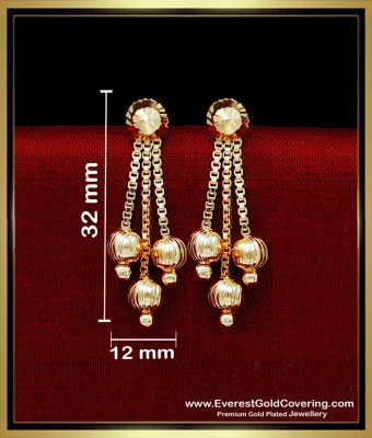 ERG2323 - Beautiful Gold Plated Daily Use Hanging Ball Earrings