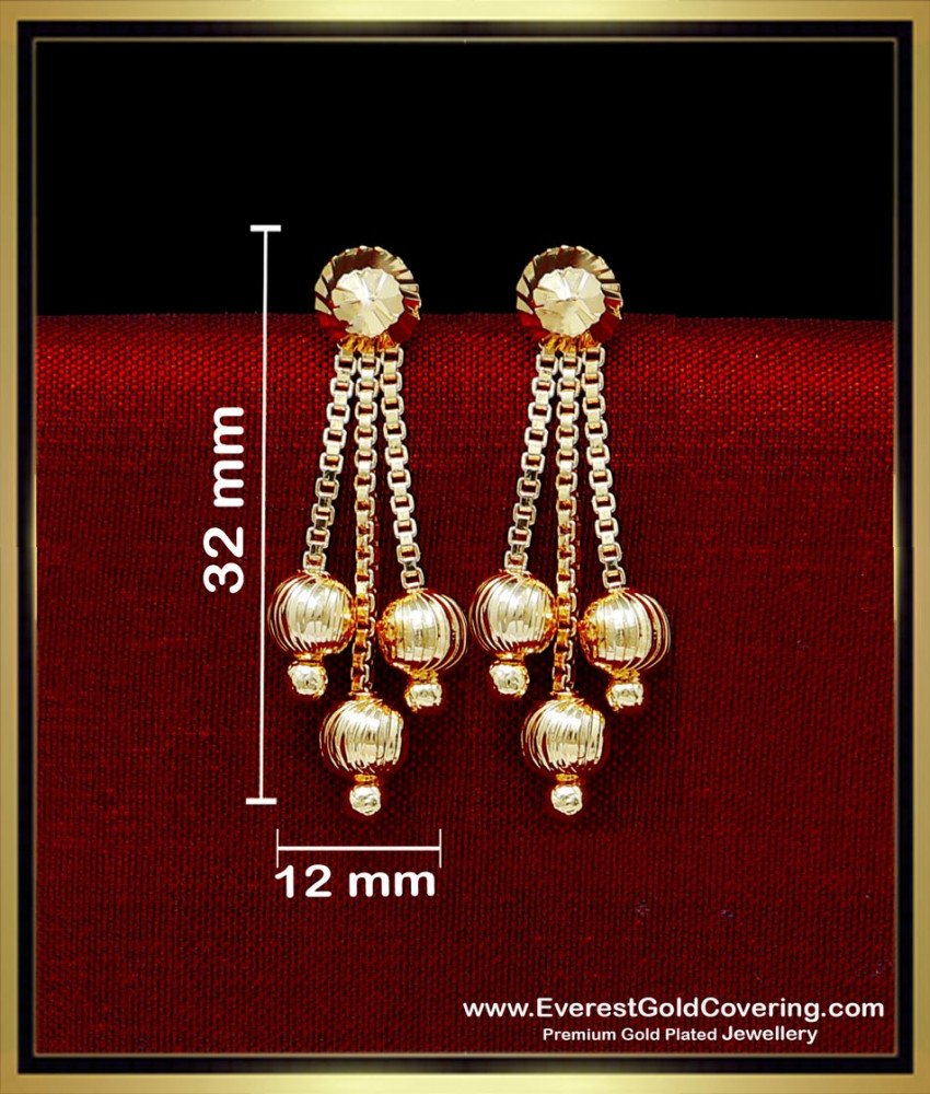 ERG2323 - Beautiful Gold Plated Daily Use Hanging Ball Earrings