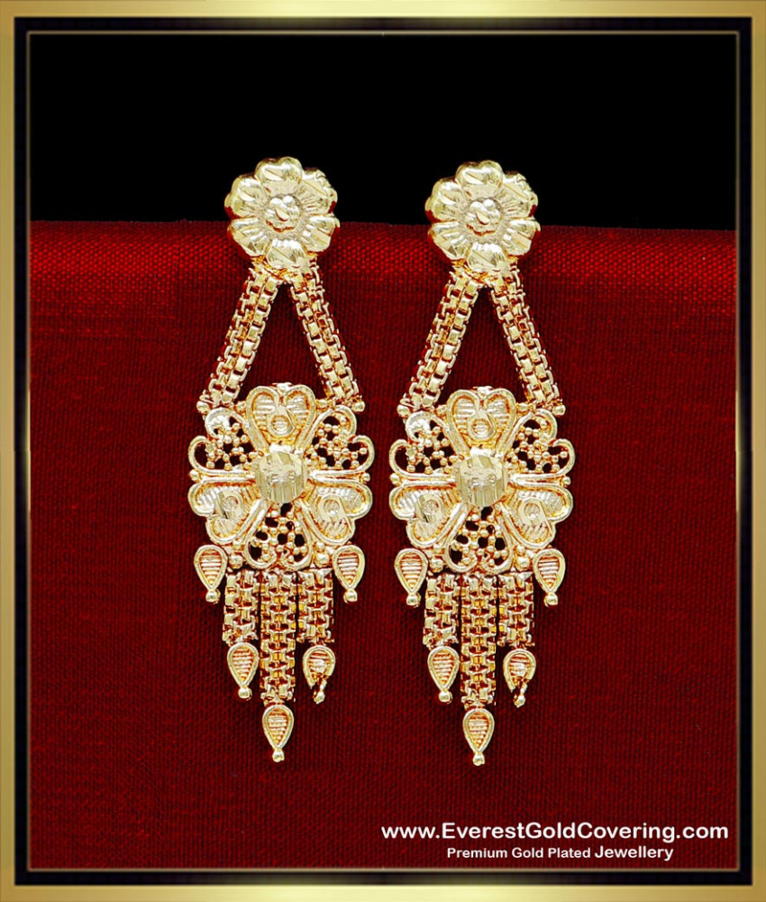 ERG2327 - Solid Yellow Gold Artificial Earrings for Daily Use