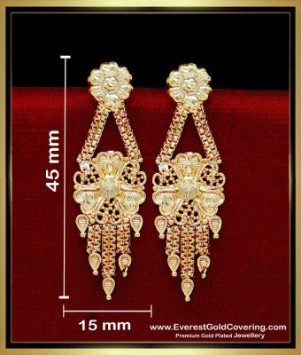 ERG2327 - Solid Yellow Gold Artificial Earrings for Daily Use