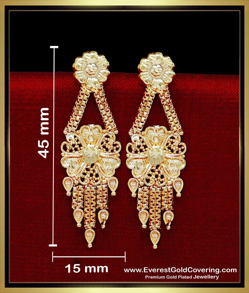 ERG2327 - Solid Yellow Gold Artificial Earrings for Daily Use