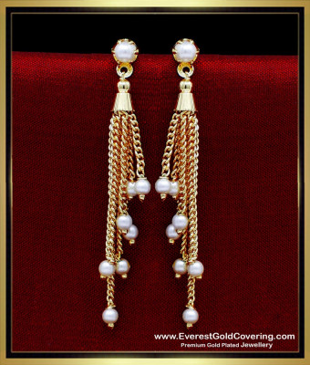 ERG2329 - Beautiful White Pearl Hanging Multi Line Earrings