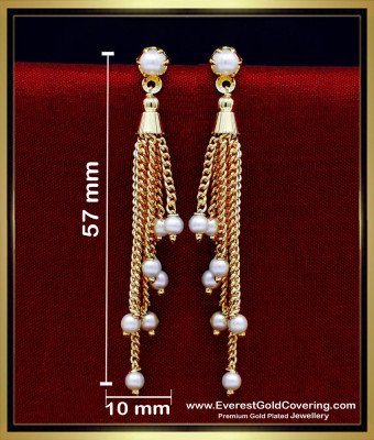 ERG2329 - Beautiful White Pearl Hanging Multi Line Earrings