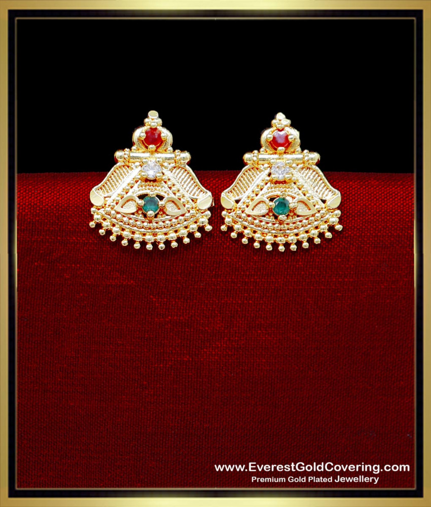ERG2330 - New Model Ruby Emerald Daily Use Covering Earrings