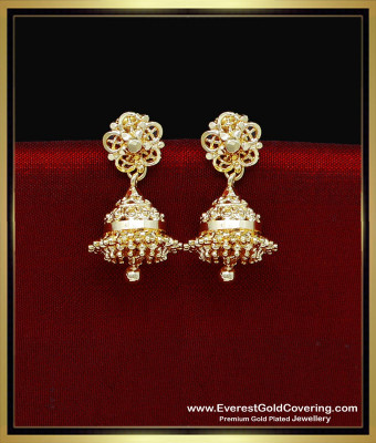 ERG2336 - Gold Design Small Plain Traditional Jhumkas Online
