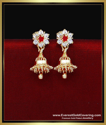 ERG2341 - Cute 1 Gram Gold Stone Earrings Designs for Daily Use