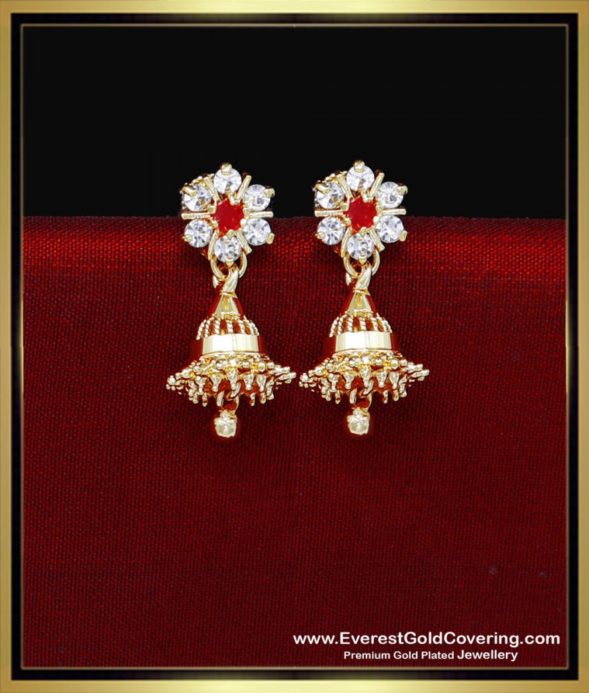 ERG2341 - Cute 1 Gram Gold Stone Earrings Designs for Daily Use