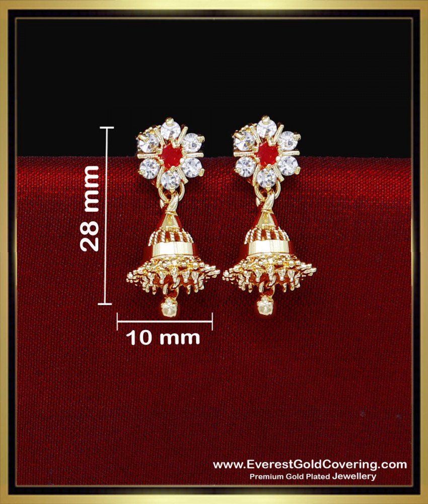 ERG2341 - Cute 1 Gram Gold Stone Earrings Designs for Daily Use