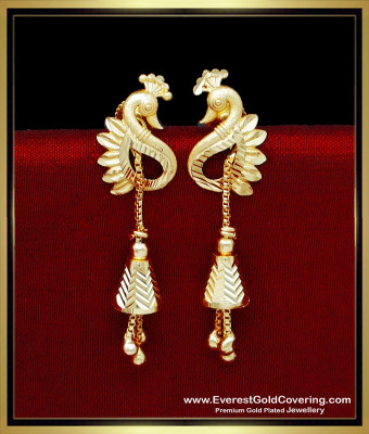 ERG2343 - Latest Modern Peacock Design Long Earrings for Girls