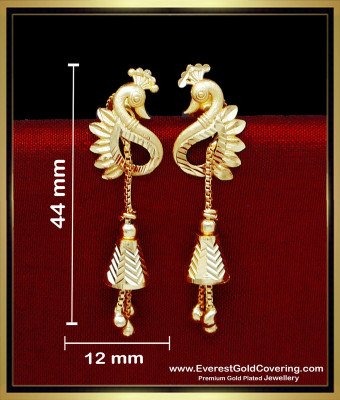 ERG2343 - Latest Modern Peacock Design Long Earrings for Girls
